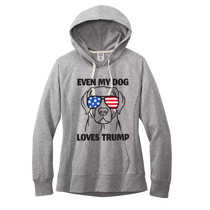 Labrador Dog Sunglasses Usa Flag Even My Dog Loves Trump Women's Fleece Hoodie