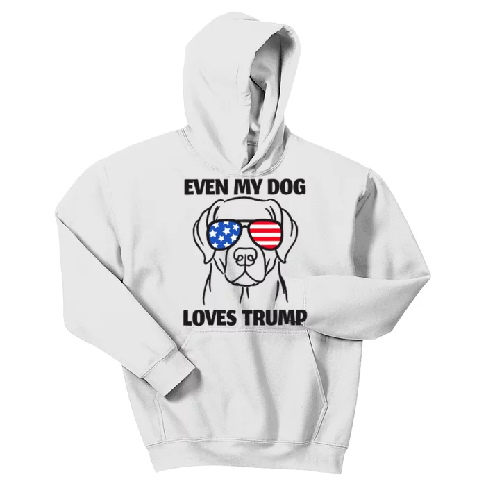 Labrador Dog Sunglasses Usa Flag Even My Dog Loves Trump Kids Hoodie