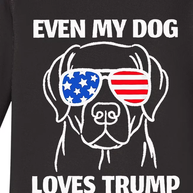 Labrador Dog Sunglasses Usa Flag Even My Dog Loves Trump Baby Long Sleeve Bodysuit