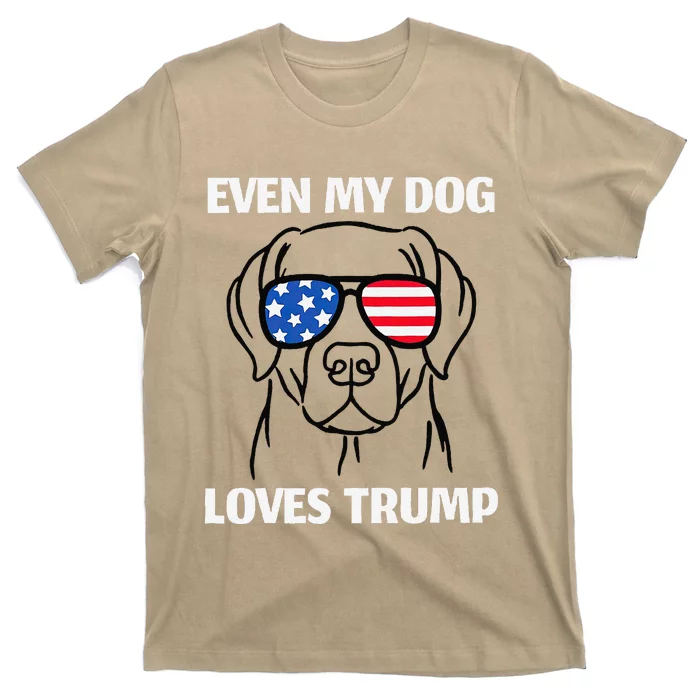 Labrador Dog Sunglasses Usa Flag Even My Dog Loves Trump T-Shirt