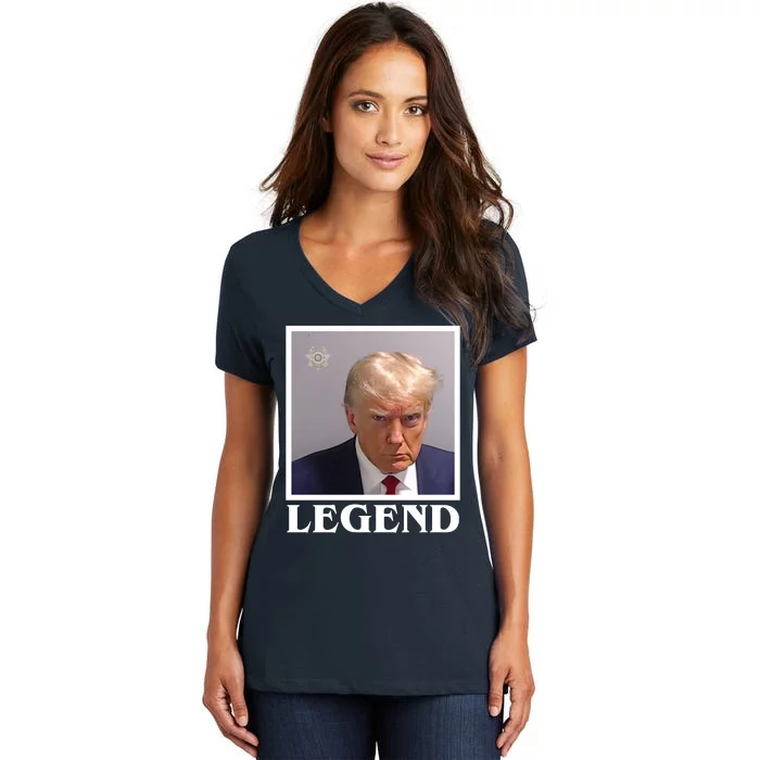 Legend Donald Trump Mugshot Pro Trump Women's V-Neck T-Shirt