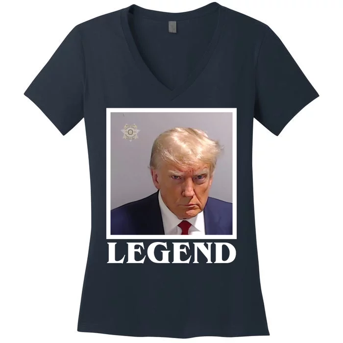 Legend Donald Trump Mugshot Pro Trump Women's V-Neck T-Shirt