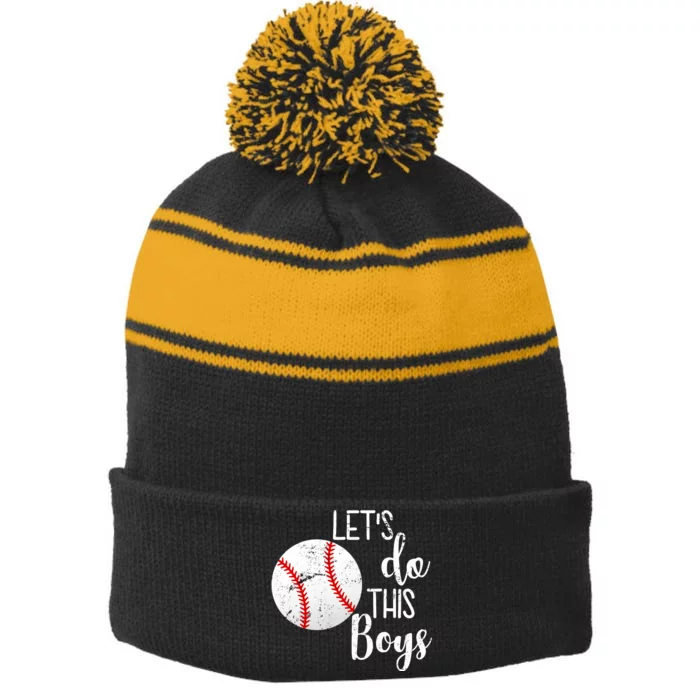 Let's Do This Boys Baseball Stripe Pom Pom Beanie