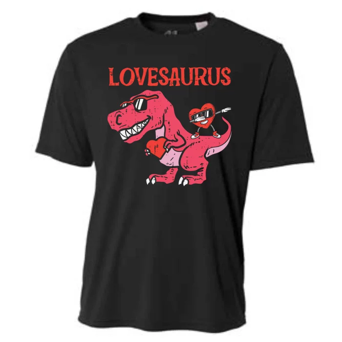 Lovesaurus Dino Trex Dab Heart Valentines Day Gift Cooling Performance Crew T-Shirt