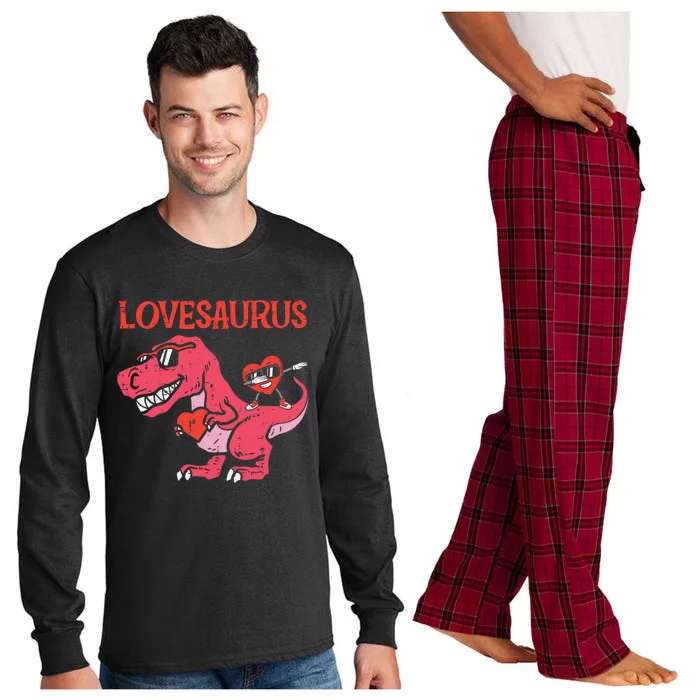 Lovesaurus Dino Trex Dab Heart Valentines Day Gift Long Sleeve Pajama Set