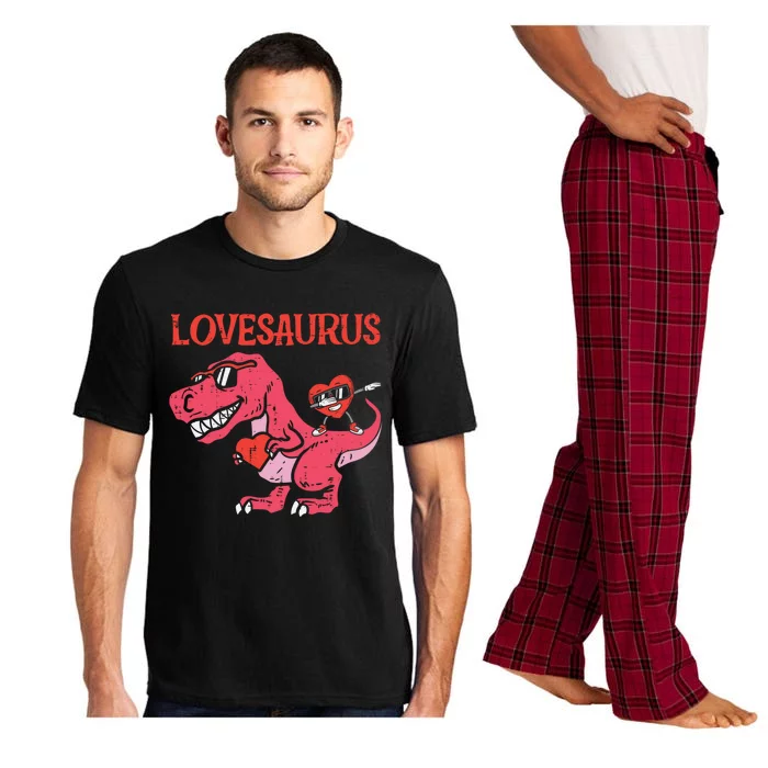 Lovesaurus Dino Trex Dab Heart Valentines Day Gift Pajama Set