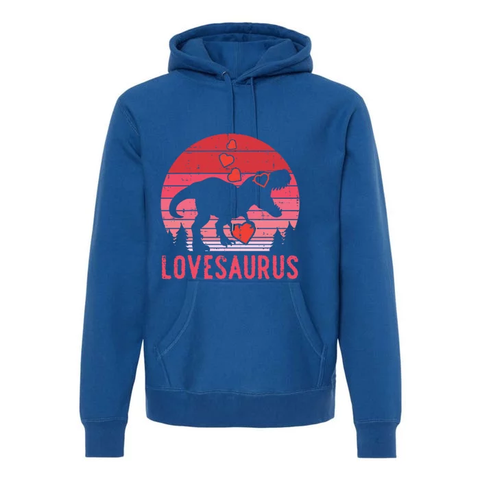 Lovesaurus Dino Trex Valentines Day Gift Premium Hoodie