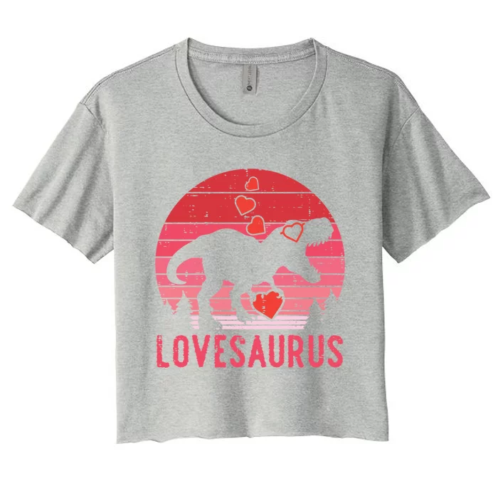 Lovesaurus Dino Trex Valentines Day Gift Women's Crop Top Tee