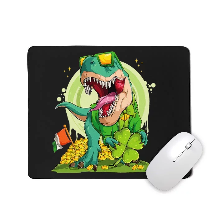 Lucky Dinosaur TRex Leprechaun Clover Irish Sunglasses Mousepad