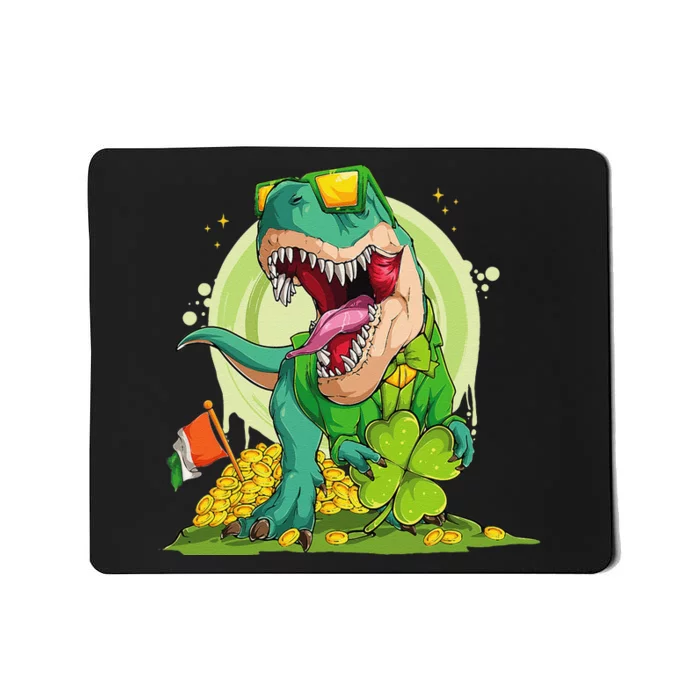 Lucky Dinosaur TRex Leprechaun Clover Irish Sunglasses Mousepad