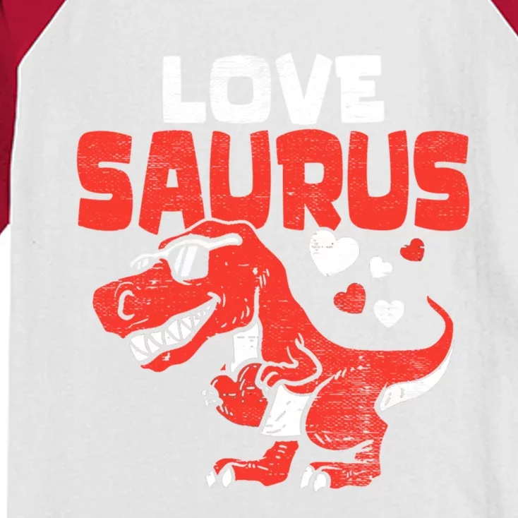 Lovesaurus Dinosaur T Rex Dino Cute Valentines Day Gift Kids Colorblock Raglan Jersey