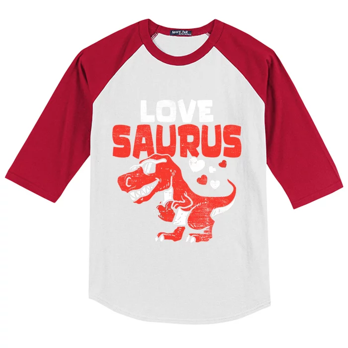 Lovesaurus Dinosaur T Rex Dino Cute Valentines Day Gift Kids Colorblock Raglan Jersey