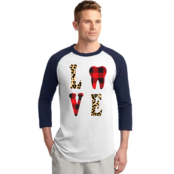 Love Dentist Teeth Dentist Valentines Day Dental Assistant Gift Baseball Sleeve Shirt