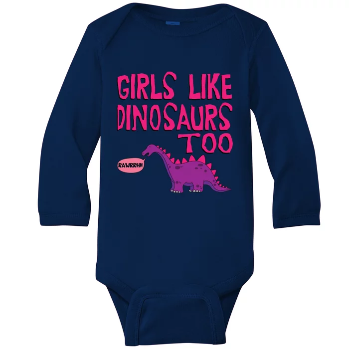 Like Dinosaurs Too Cute Baby Long Sleeve Bodysuit