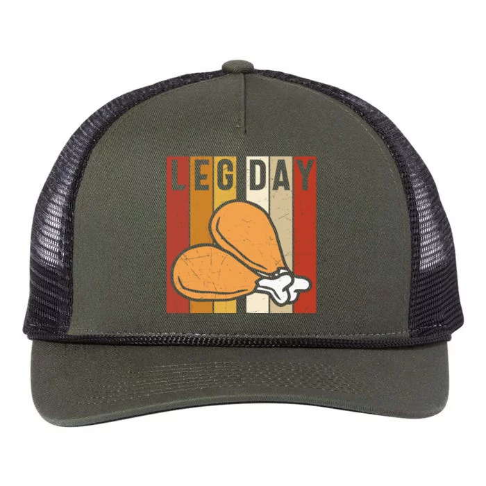 Leg Day Turkey Drop Funny Thanksgiving Retro Rope Trucker Hat Cap