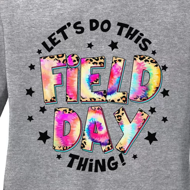 Lets Do This Field Day Thing Leopard Tie Dye Last Day School Ladies Long Sleeve Shirt