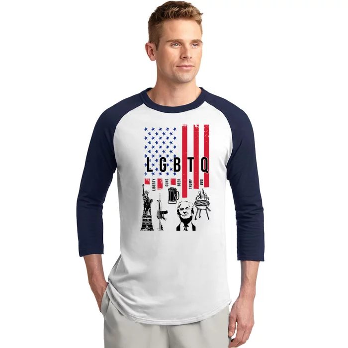 LGBTQ Donald Trump American Flag Baseball Sleeve Shirt