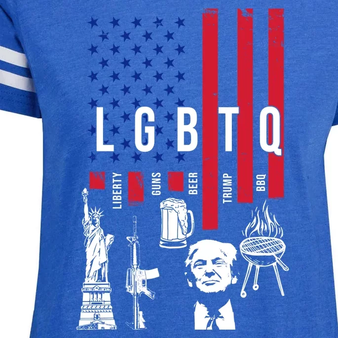 LGBTQ Donald Trump American Flag Enza Ladies Jersey Football T-Shirt