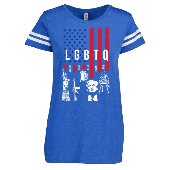 LGBTQ Donald Trump American Flag Enza Ladies Jersey Football T-Shirt