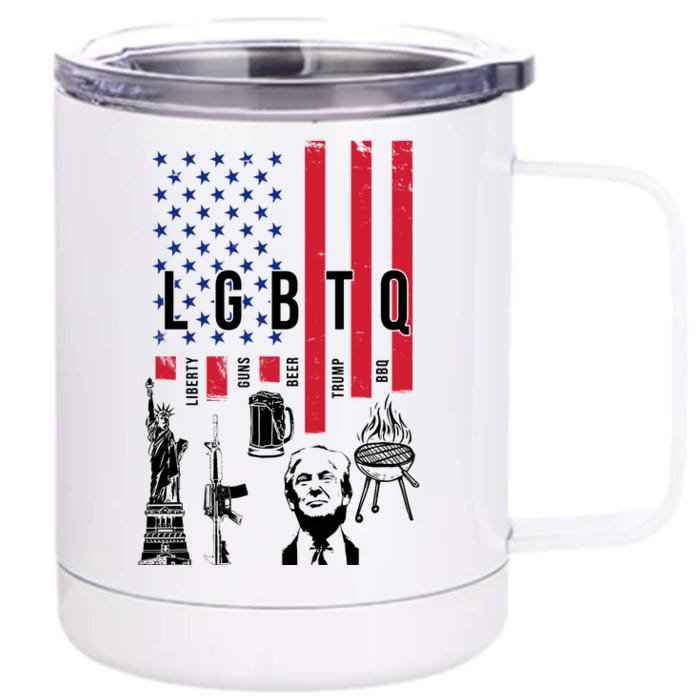 LGBTQ Donald Trump American Flag Front & Back 12oz Stainless Steel Tumbler Cup