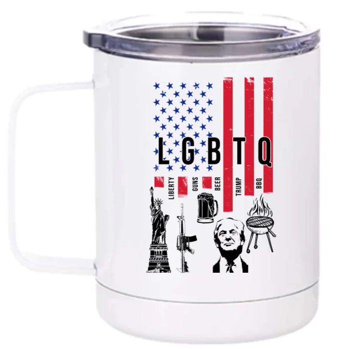 LGBTQ Donald Trump American Flag Front & Back 12oz Stainless Steel Tumbler Cup