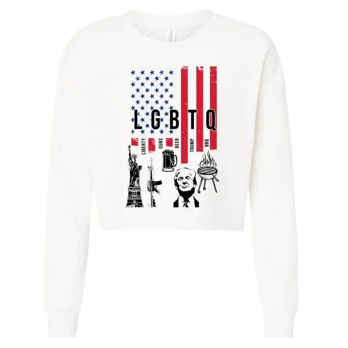 LGBTQ Donald Trump American Flag Cropped Pullover Crew