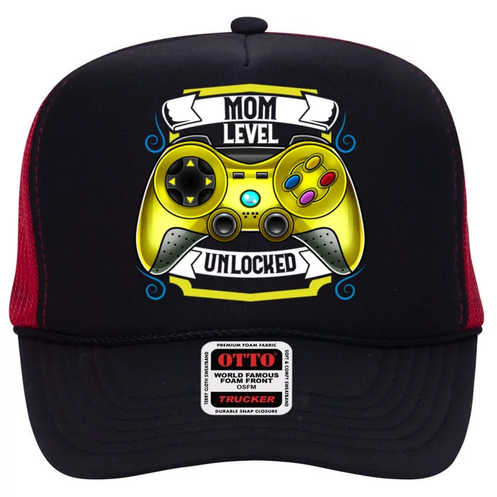 Level Dad Unlocked Gift High Crown Mesh Trucker Hat