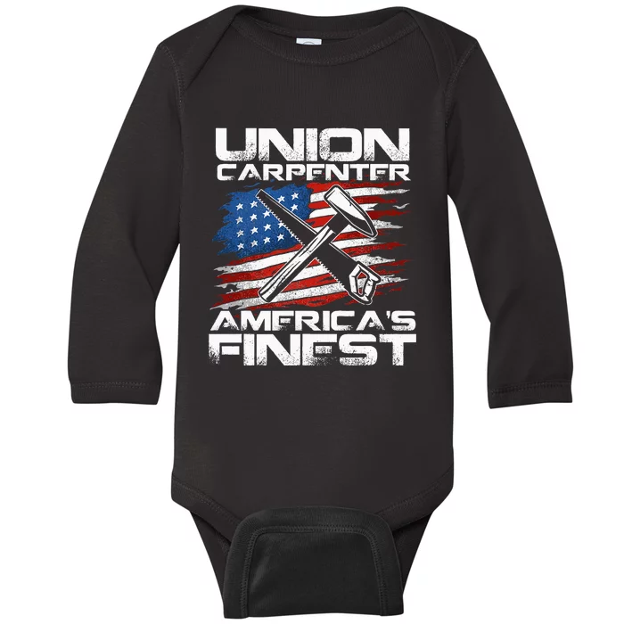 Labor Day Union Carpenter America's Finest Baby Long Sleeve Bodysuit