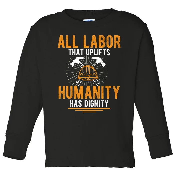 Labor Day Uplift Humanity Graphic Toddler Long Sleeve Shirt