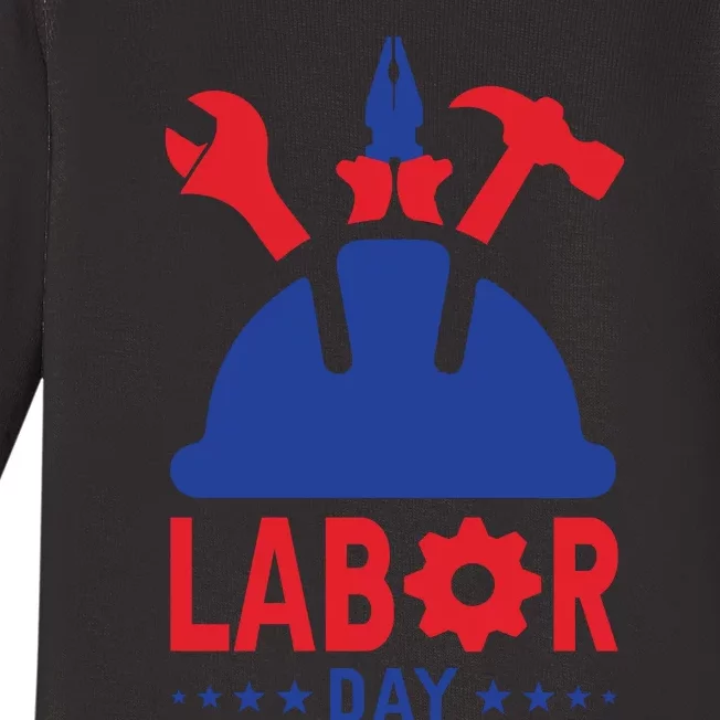 Labor Day Usa Worker Celebration Graphic Baby Long Sleeve Bodysuit