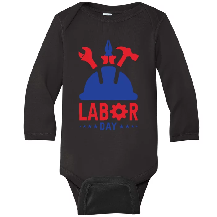 Labor Day Usa Worker Celebration Graphic Baby Long Sleeve Bodysuit