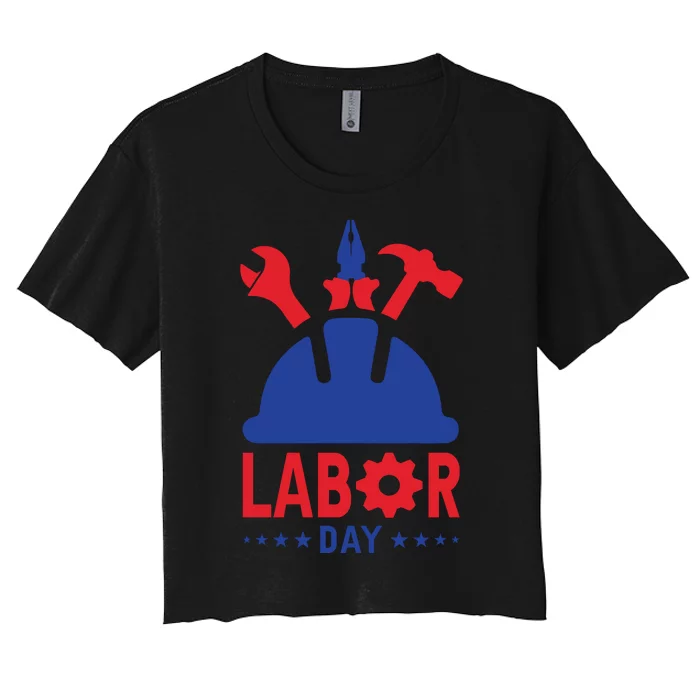 Labor Day Usa Worker Celebration Graphic Women's Crop Top Tee