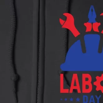 Labor Day Usa Worker Celebration Graphic Full Zip Hoodie