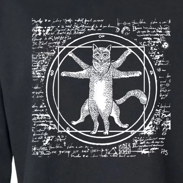 Leonardo Da Vinci Vitruvian Cat Lover Cropped Pullover Crew