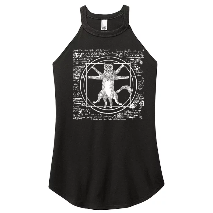 Leonardo Da Vinci Vitruvian Cat Lover Women’s Perfect Tri Rocker Tank