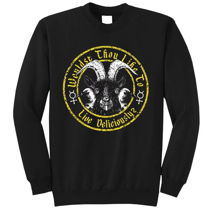 Live Deliciously Vintage Cartoon Goat Tall Sweatshirt