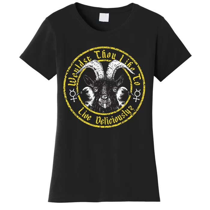 Live Deliciously Vintage Cartoon Goat Women's T-Shirt