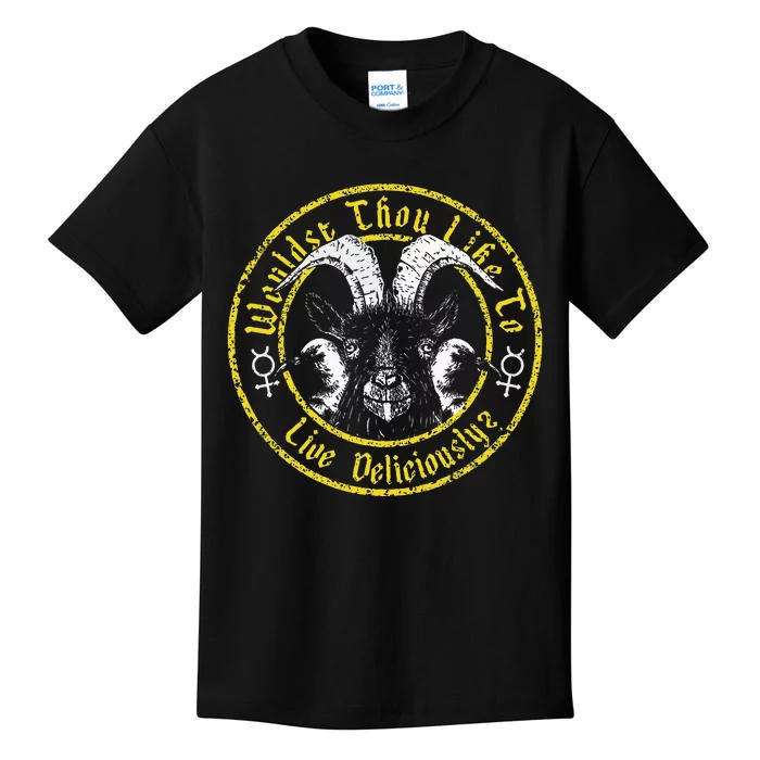 Live Deliciously Vintage Cartoon Goat Kids T-Shirt