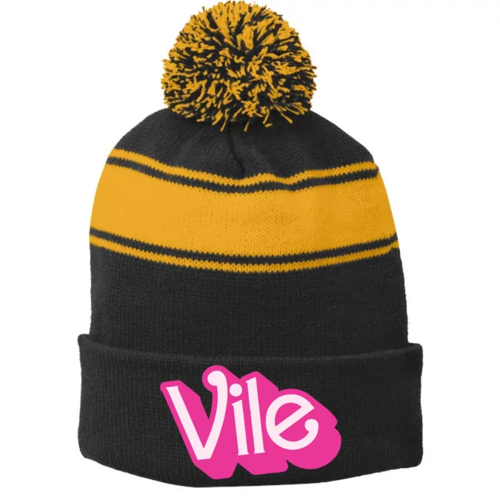 Louise Distras Vile Stripe Pom Pom Beanie