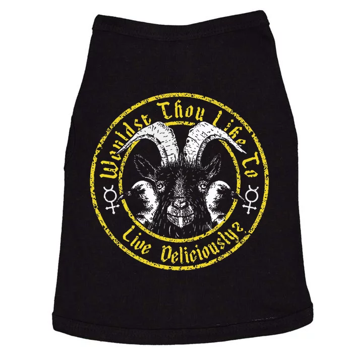 Live Deliciously Vintage Cartoon Goat Doggie Tank