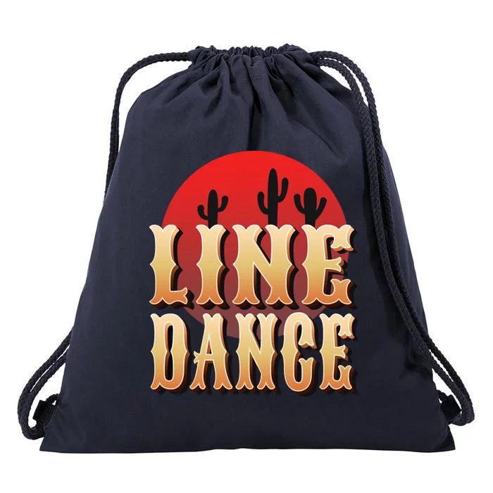 Line Dance Western Country Drawstring Bag