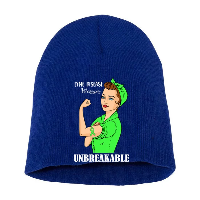 Lyme Disease Warrior Unbreakable Gift Awareness Gift Cool Gift Short Acrylic Beanie