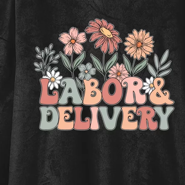 Labor Delivery Wildflowers Labor And Delivery Nurse Hooded Wearable Blanket