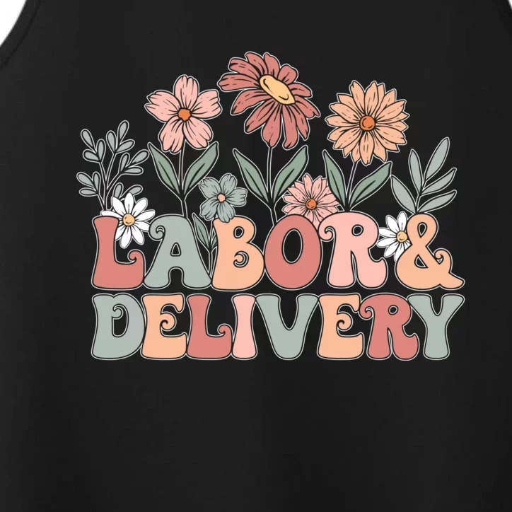 Labor Delivery Wildflowers Labor And Delivery Nurse Performance Tank