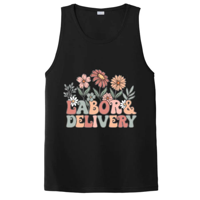 Labor Delivery Wildflowers Labor And Delivery Nurse Performance Tank