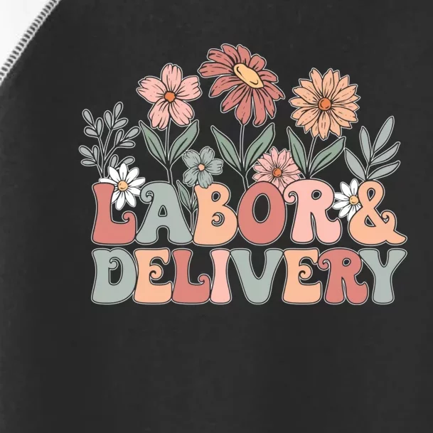 Labor Delivery Wildflowers Labor And Delivery Nurse Toddler Fine Jersey T-Shirt