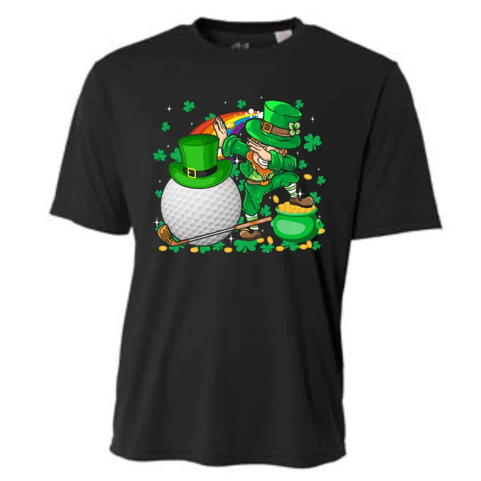 Leprechaun Dabbing With Golf St Patrick's Day Golf Player Funny Gift Cooling Performance Crew T-Shirt