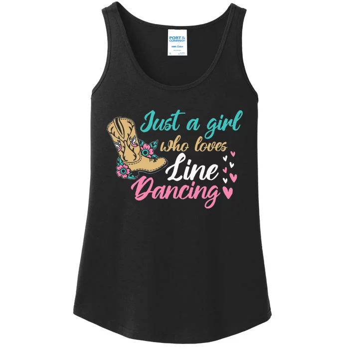 Line Dancing Western Just A Girl Who Loves Line Dancing Ladies Essential Tank