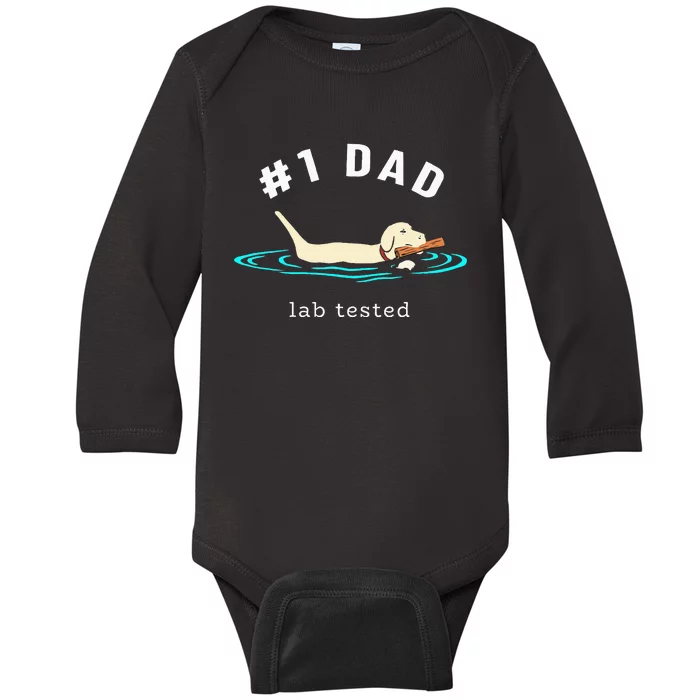 Lab Dad Yellow Labrador Retriever 1 Dad Lab Tested Baby Long Sleeve Bodysuit