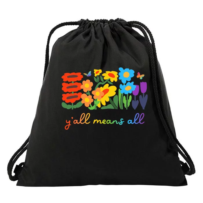 Lgbtq Diversity YAll Pride Means All Flower Drawstring Bag